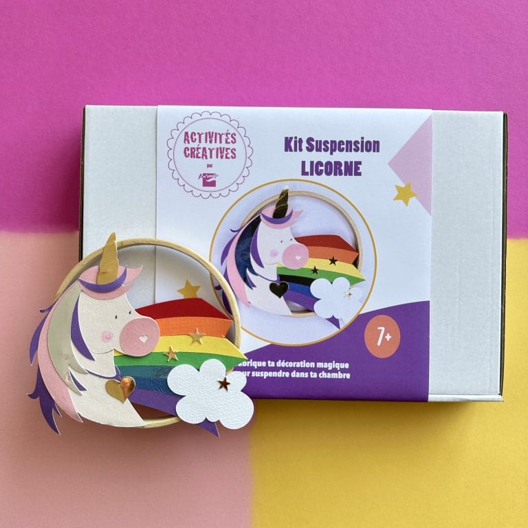 KIT CRÉATIF – fabrique une déco LICORNE avec un cercle en bois – à coller