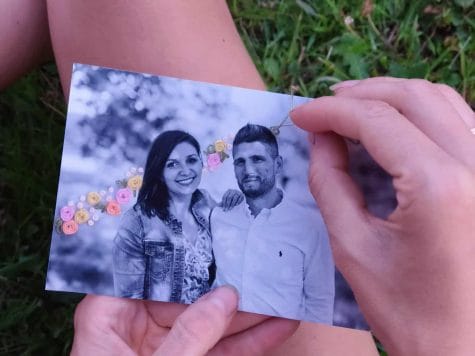 Broderie sur photo et carte ancienne Poitiers & Luchapt