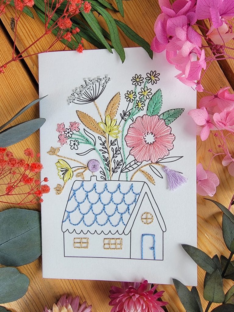 Carte à broder – La maison