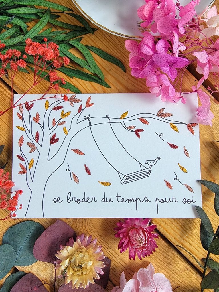 Carte à broder – Se broder du temps pour soi